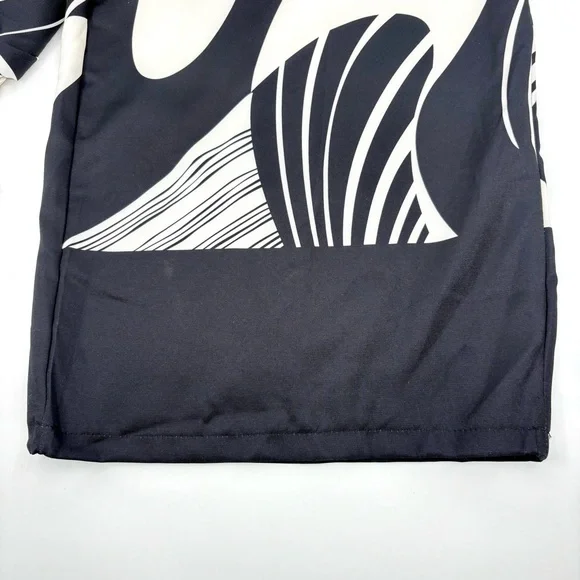 Two Piece Black And Cream Long Sleeve Pantsuit with Abstract Print - Picture 9 of 10